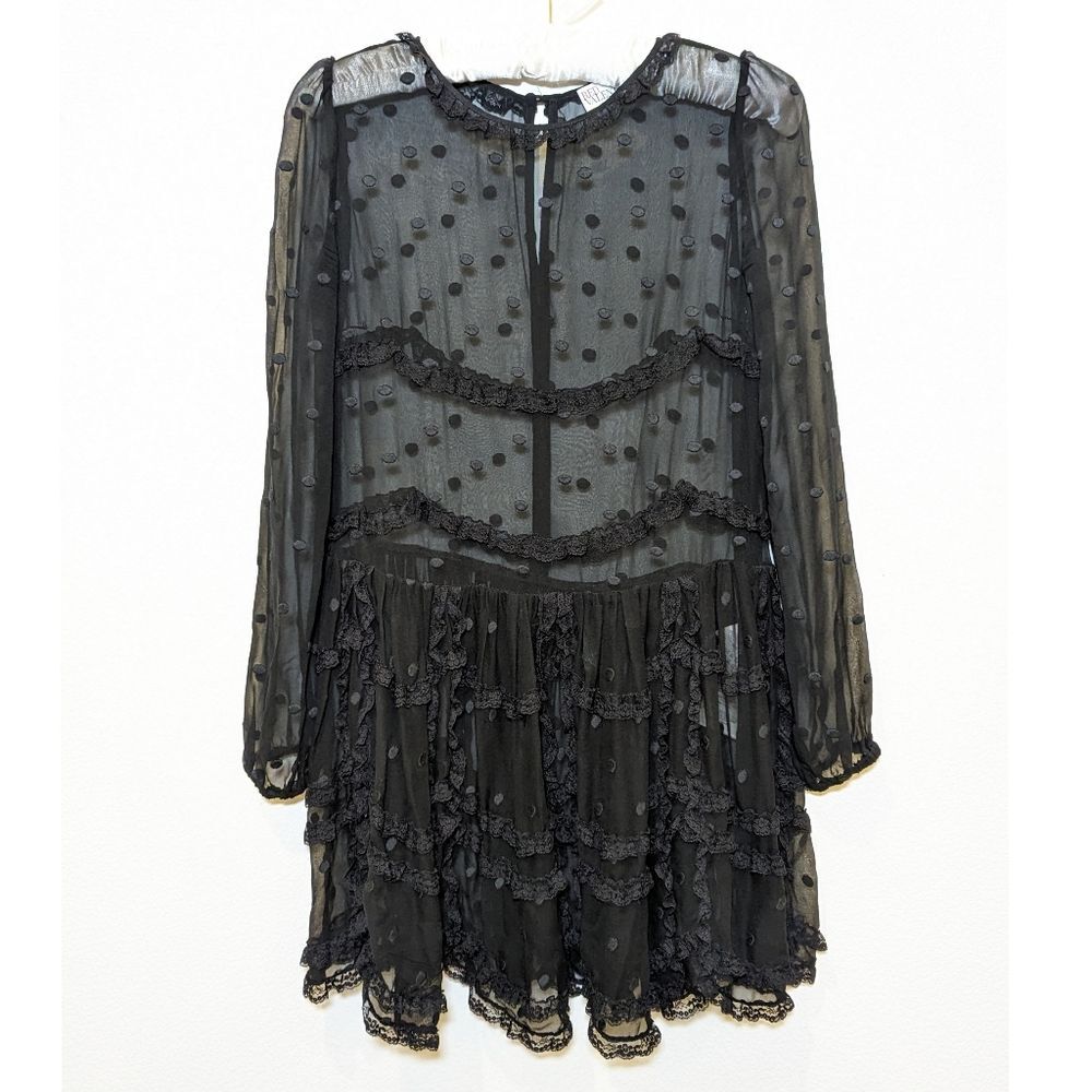 RED Valentino Silk Lace Sheer Black Mini Dress